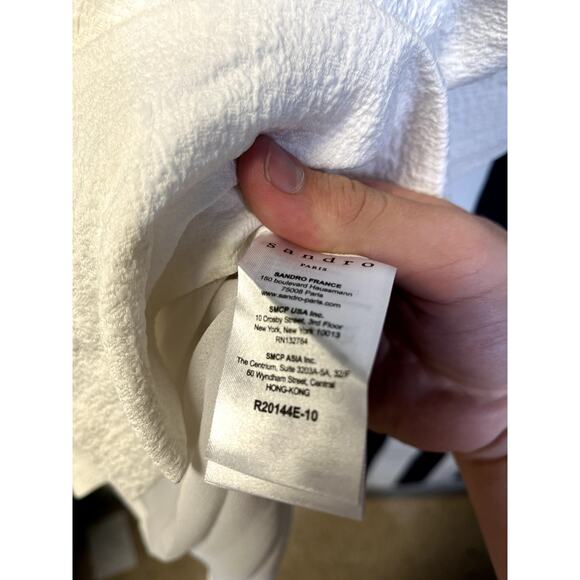 SANDRO Justin Broderie Anglaise-Paneled Jacquard Mini Dress White Size 40/L - Picture 9 of 12